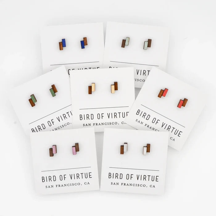 Tiny Double Rectangle Wood Studs