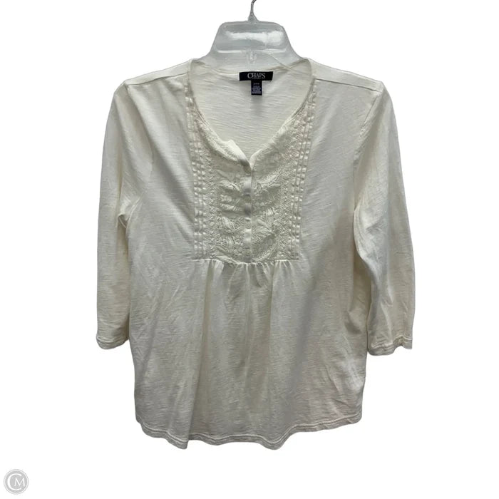 Top 3/4 Sleeve By Chaps In White, Size: M