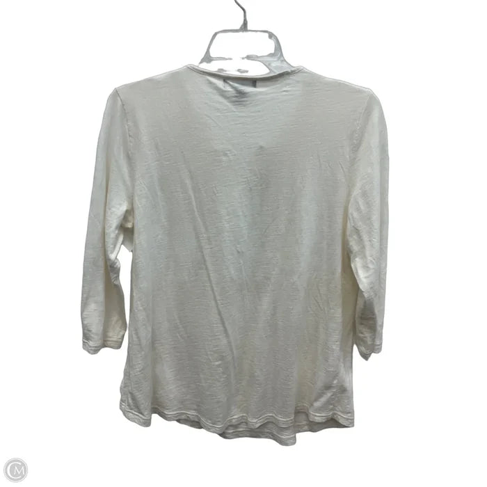 Top 3/4 Sleeve By Chaps In White, Size: M