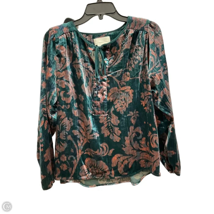 Top Long Sleeve By Anthropologie In Green, Size: Xs