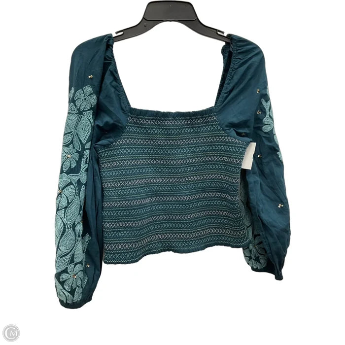 Top Long Sleeve By Anthropologie In Teal, Size: S