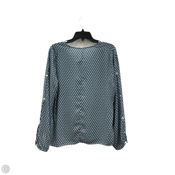 Top Long Sleeve By Banana Republic In Blue & White, Size: M