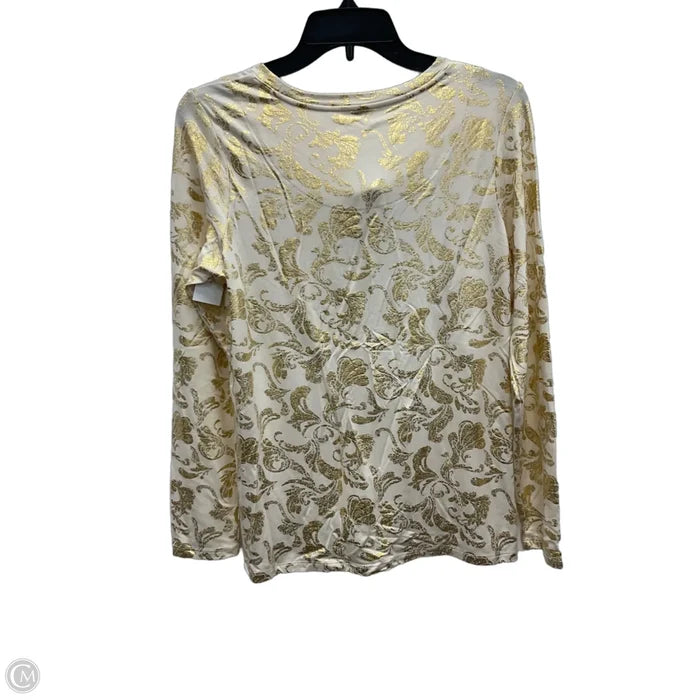 Top Long Sleeve By Chicos In Gold, Size: M