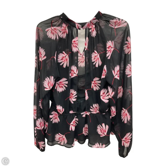 Top Long Sleeve By Express In Floral Print, Size: Xl