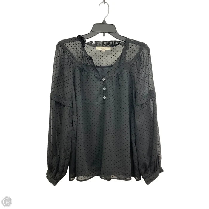 Top Long Sleeve By Loft In Black, Size: M