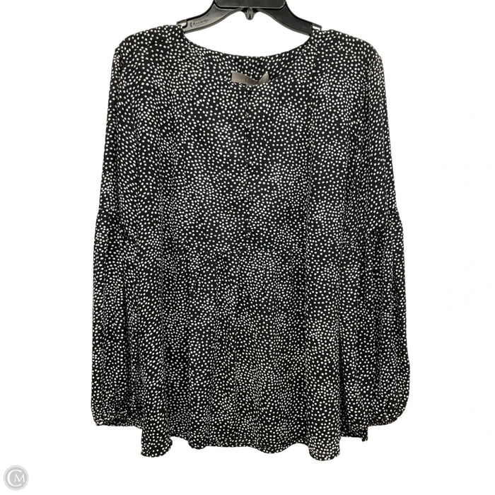 Top Long Sleeve By Loft In Black & White, Size: L