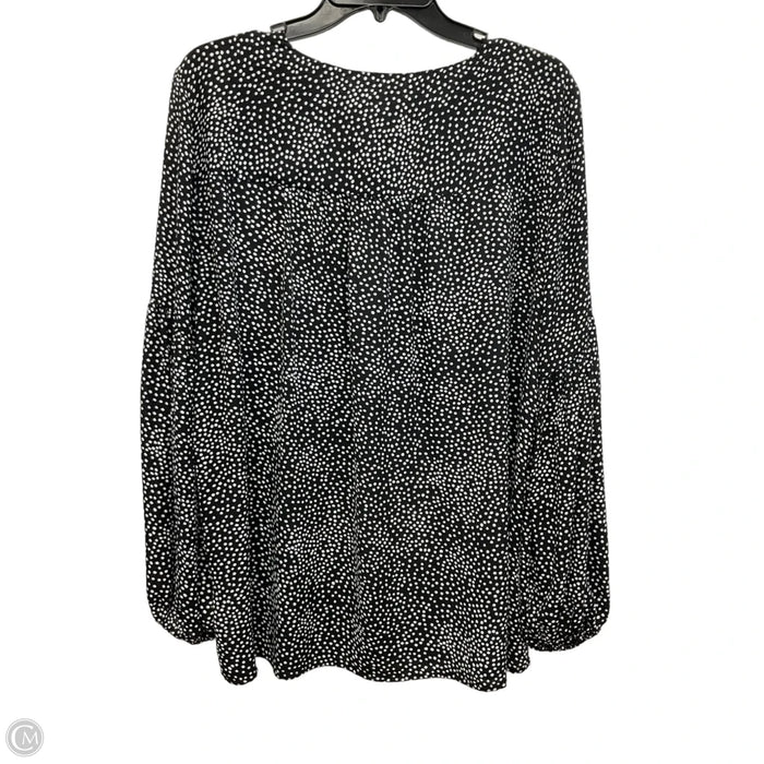 Top Long Sleeve By Loft In Black & White, Size: L