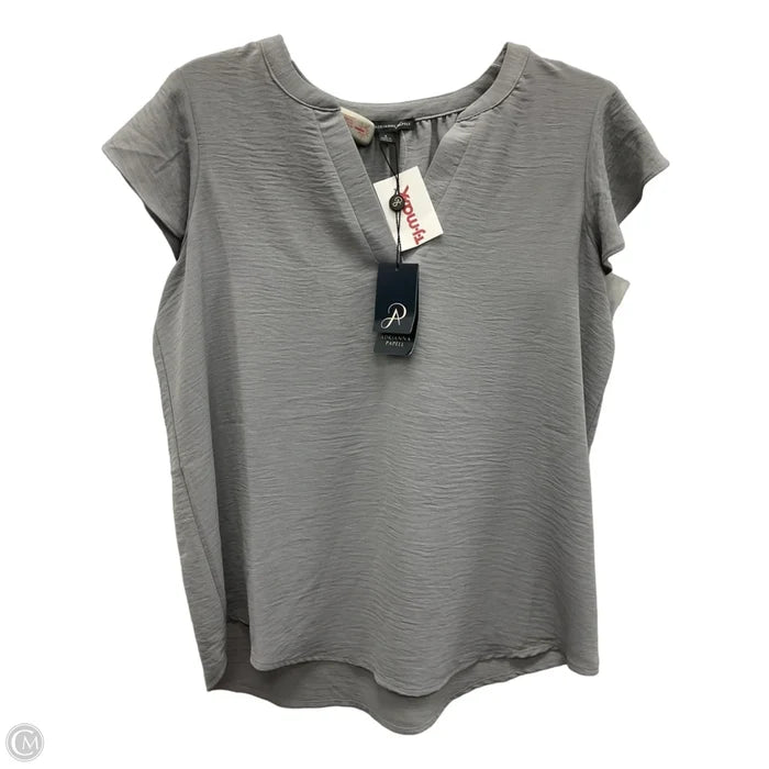 Top Short Sleeve By Adrianna Papell In Grey, Size: S