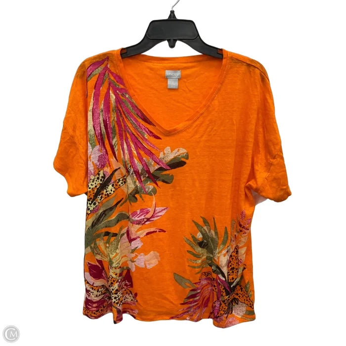 Top Short Sleeve By Chicos In Orange, Size: L
