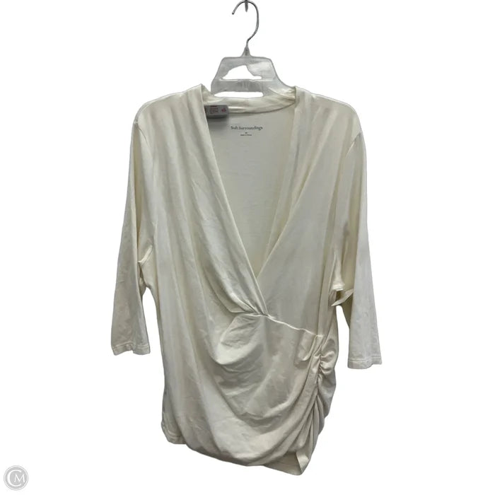 Top Short Sleeve By Soft Surroundings In White, Size: 2x