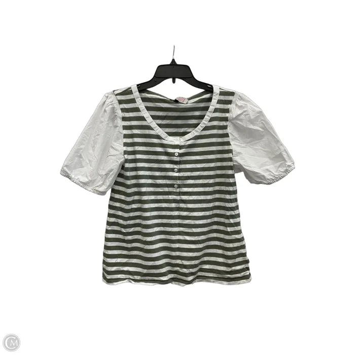 Top Short Sleeve By Talbots In Striped Pattern, Size: L