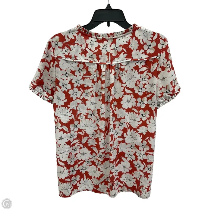 Top Short Sleeve Designer By Karl Lagerfeld In Orange & White, Size: L