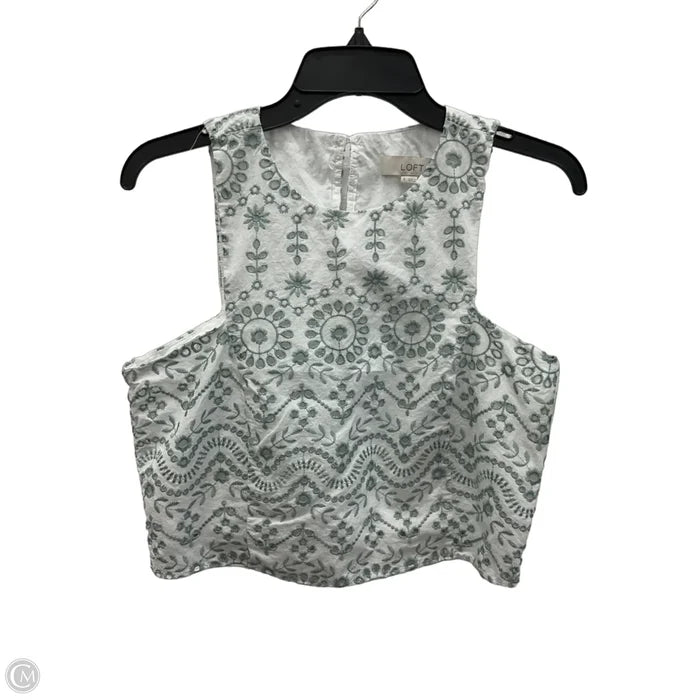 Top Sleeveless By Loft In Green & White, Size: S