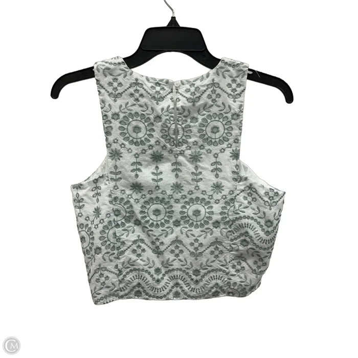 Top Sleeveless By Loft In Green & White, Size: S