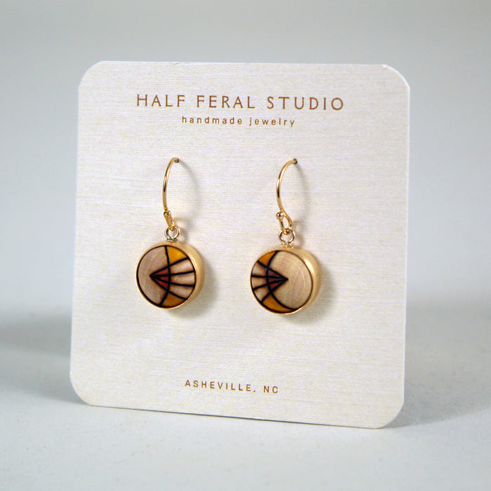 Tri Yellow Rays Dangle Earrings