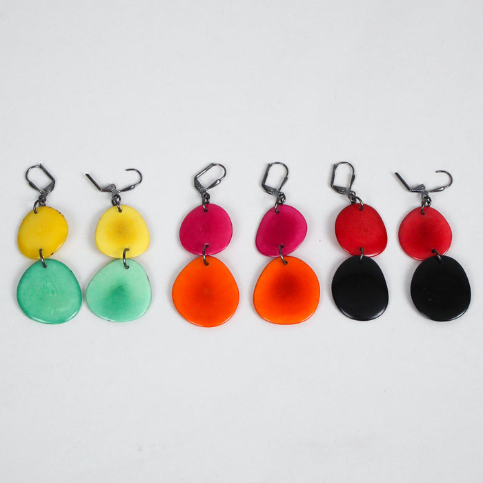 Two/Color Tagua Disc Earrings